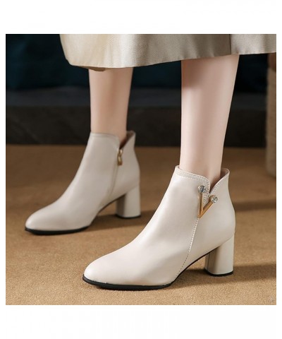 Ankle Boots for Women Women Fashion Short Boots High Heel Boots Casual Shoes for Women Women Ankle Boots Gq4-white $17.56 Boots