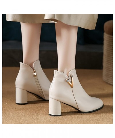 Ankle Boots for Women Women Fashion Short Boots High Heel Boots Casual Shoes for Women Women Ankle Boots Gq4-white $17.56 Boots