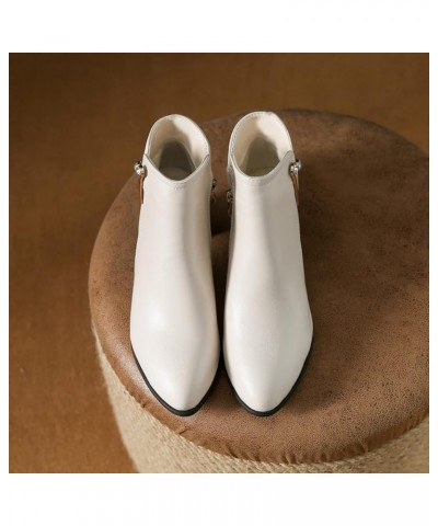 Ankle Boots for Women Women Fashion Short Boots High Heel Boots Casual Shoes for Women Women Ankle Boots Gq4-white $17.56 Boots