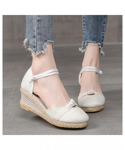 walking sandals women, Summer Womens Resort Style Floral Embroidered Pattern Wedge Slippers Z 01-white $18.78 Athletic Shoes