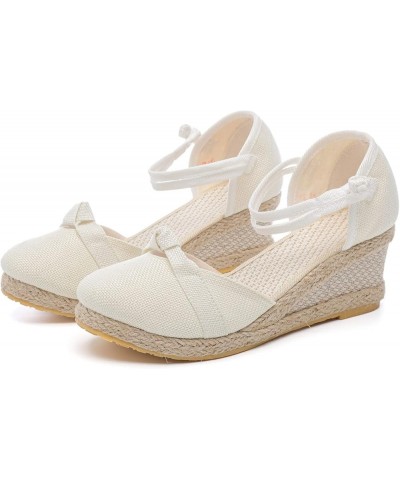 walking sandals women, Summer Womens Resort Style Floral Embroidered Pattern Wedge Slippers Z 01-white $18.78 Athletic Shoes