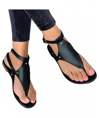 Sandals for Women Summer Slipper Gladiator Thong Slides Boho Roman Open Toe Print Beach Flat Retro Platform Shoes Black 6.5 $...