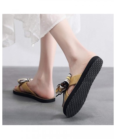 Women's Non Slip Slippers Shoes Flat Breathable Home Women Sandals Beach Slipper Bowknot Flip-Flops Women's Slipper (Black, 8...