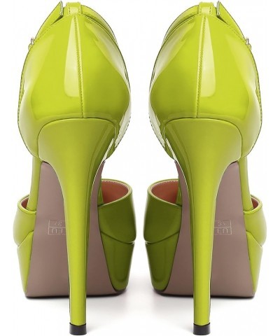 Womens Dress Round Toe Evening Ankle Strap Platform Patent Buckle Stiletto High Heel Pumps Shoes 5 Inch Yellow Green $33.99 P...