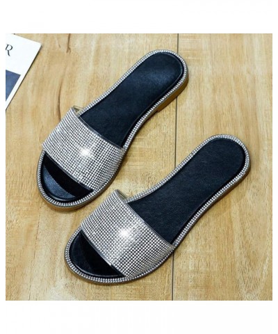 Slippers Roman Casual Women's Beach Flat Shoes Indoor&Outdoor Sandals Crystal Women's Hedgehog Slippers for Women Black $12.3...