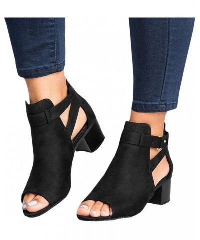 Women's Two Strap Heeled Sandal Soft Yoga Foam Dress Shoes Beach Tie Up Stiletto High Heeled Sandals Shoes Black $16.55 Sandals