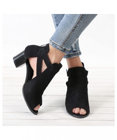 Women's Two Strap Heeled Sandal Soft Yoga Foam Dress Shoes Beach Tie Up Stiletto High Heeled Sandals Shoes Black $16.55 Sandals