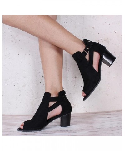 Women's Two Strap Heeled Sandal Soft Yoga Foam Dress Shoes Beach Tie Up Stiletto High Heeled Sandals Shoes Black $16.55 Sandals