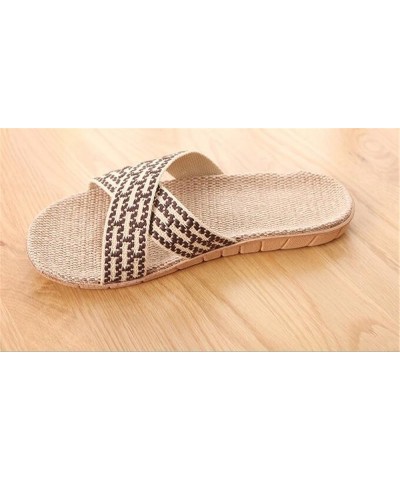 Linen Flax Suction Sweat Odor-Proof Slippers Summer Men and Women Home Women Purple $16.96 Slippers