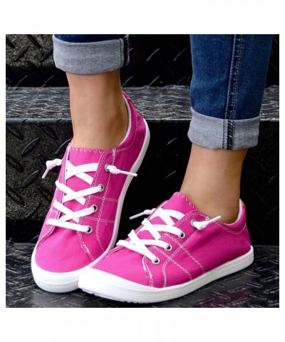 Women Shoes Casual Shoes Solid Sports Shoes Canvas Fashion Casual Shoes Women Wedge Comfort Shoes Hot Pink $17.93 Athletic Shoes