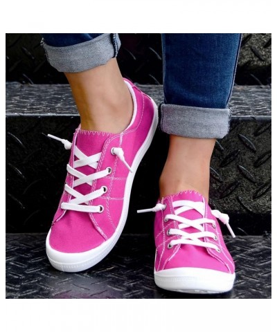 Women Shoes Casual Shoes Solid Sports Shoes Canvas Fashion Casual Shoes Women Wedge Comfort Shoes Hot Pink $17.93 Athletic Shoes