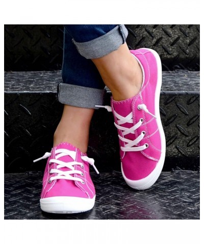 Women Shoes Casual Shoes Solid Sports Shoes Canvas Fashion Casual Shoes Women Wedge Comfort Shoes Hot Pink $17.93 Athletic Shoes