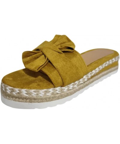 Summer Flats For Women Sandals Espadrilles Thick Buttom Slip On Slide Sandals Open Toe Non Slip On Casual Sandals Yellow $10....