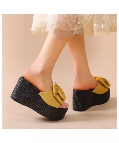 Womens Sandals Wedge Platform Sandals Adjustable Flip Flop Roman Ankle Strappy Zipper Flat Vintage Sandals LS4 Yellow $13.05 ...