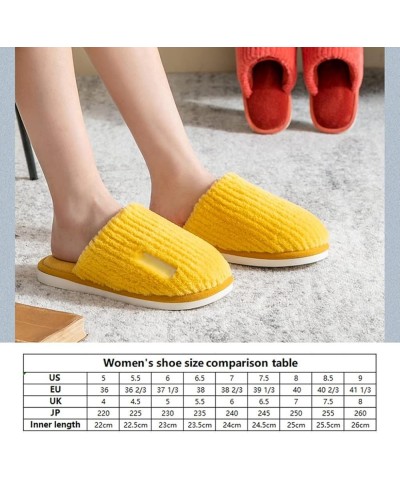 Cozy Indoor Warm Anti-Skid Plush Slippers，Women's Yellow Thickened Soft Bottom Comfortable House Cotton Slippers，for Girl，Gif...