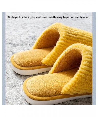 Cozy Indoor Warm Anti-Skid Plush Slippers，Women's Yellow Thickened Soft Bottom Comfortable House Cotton Slippers，for Girl，Gif...