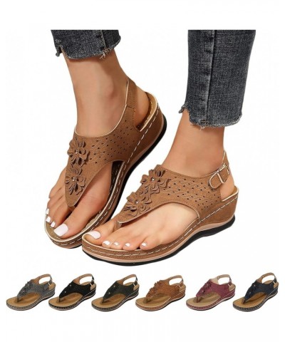 Slide Sandals for Women Casual Orthotic Comfortable Slides Sandals Beach Boho Sandals Casual Strappy Sandal 41-qrcvgj-c-brown...