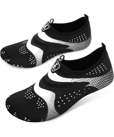 Women Water Shoes Mens Barefoot Skin Aqua Socks for Run Dive Surf Swim Beach Yoga Quick Drying Black Silver Dot $9.68 Outdoor...