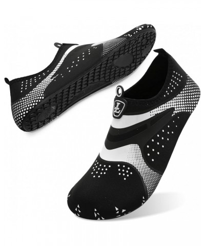 Women Water Shoes Mens Barefoot Skin Aqua Socks for Run Dive Surf Swim Beach Yoga Quick Drying Black Silver Dot $9.68 Outdoor...