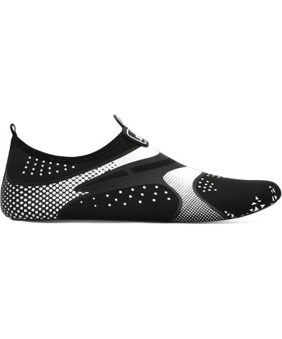 Women Water Shoes Mens Barefoot Skin Aqua Socks for Run Dive Surf Swim Beach Yoga Quick Drying Black Silver Dot $9.68 Outdoor...