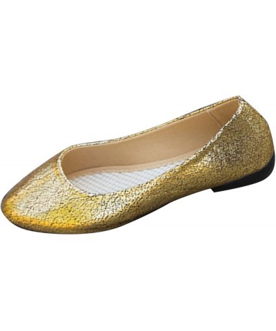 Casual Loafers, Women's Casual Pointed Toe Ballet Comfort Soft Slip On Flats Shoes Gold $10.82 Fashion Sneakers