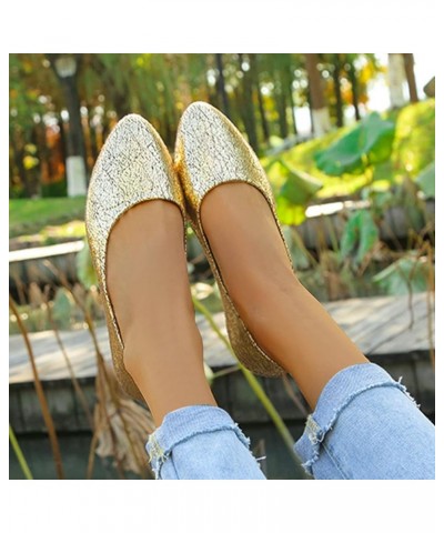 Casual Loafers, Women's Casual Pointed Toe Ballet Comfort Soft Slip On Flats Shoes Gold $10.82 Fashion Sneakers