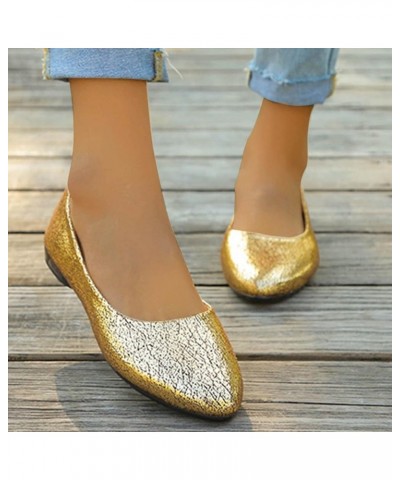 Casual Loafers, Women's Casual Pointed Toe Ballet Comfort Soft Slip On Flats Shoes Gold $10.82 Fashion Sneakers