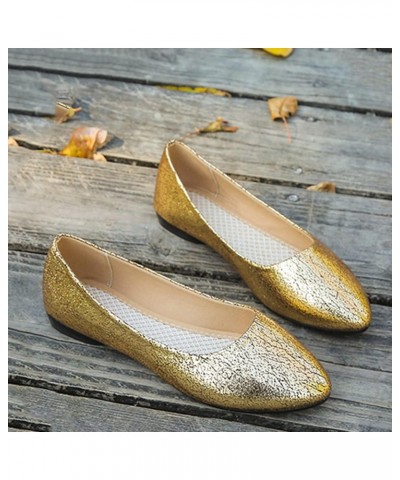 Casual Loafers, Women's Casual Pointed Toe Ballet Comfort Soft Slip On Flats Shoes Gold $10.82 Fashion Sneakers