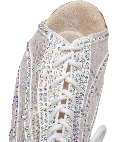 Womens Peep Toe Boot Heels Mesh Summer Booties Sandals L434 White $33.38 Sandals