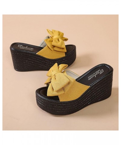 Womens Sandals Wedge Platform Sandals Adjustable Flip Flop Roman Ankle Strappy Zipper Flat Vintage Sandals LS4 Yellow $13.05 ...