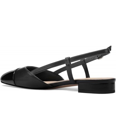 Women Slingback Flats Double Strap Block Low Heel Sandals Two Toned Classic Dress Shoes with Buckle Black $23.51 Sandals