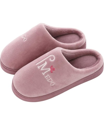 Fashion Autumn And Winter Women Slippers Home Flat Non Slip Lightweight Plush Warm And Home Slippers Men And Purple $10.21 Sl...