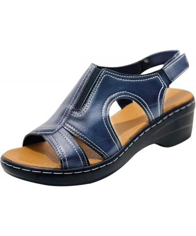 CsgrFagr Sandals for Women Casual Roman Shoes Fish Mouth Wedge Sandals Womens Sandals Size 9 Wide (White, 7) 7.5 Dark Blue $1...