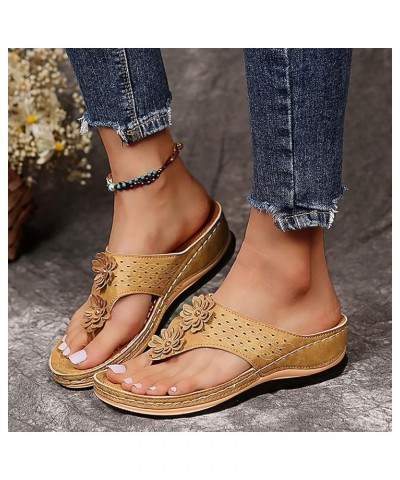 Summer Sandals for Women 2024 Arch Support Sandals Summer Casual Orthotic Sandals Flip Flops Khaki-womens Sandals Comfortable...