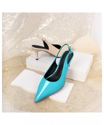 Sling Back Heels Women Sliver Beaded Kitten Pumps Closed Pointy Toe Mid Stiletto Heels Wedding Party Casual Dress Shoes Elega...