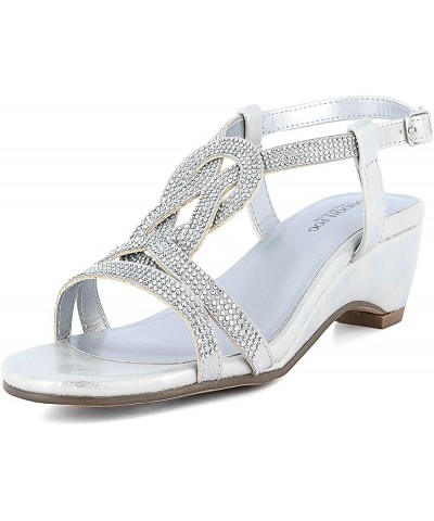 Womens Macey Demi-Wedge Dress Sandals Silver $24.27 Sandals