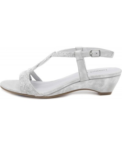 Womens Macey Demi-Wedge Dress Sandals Silver $24.27 Sandals