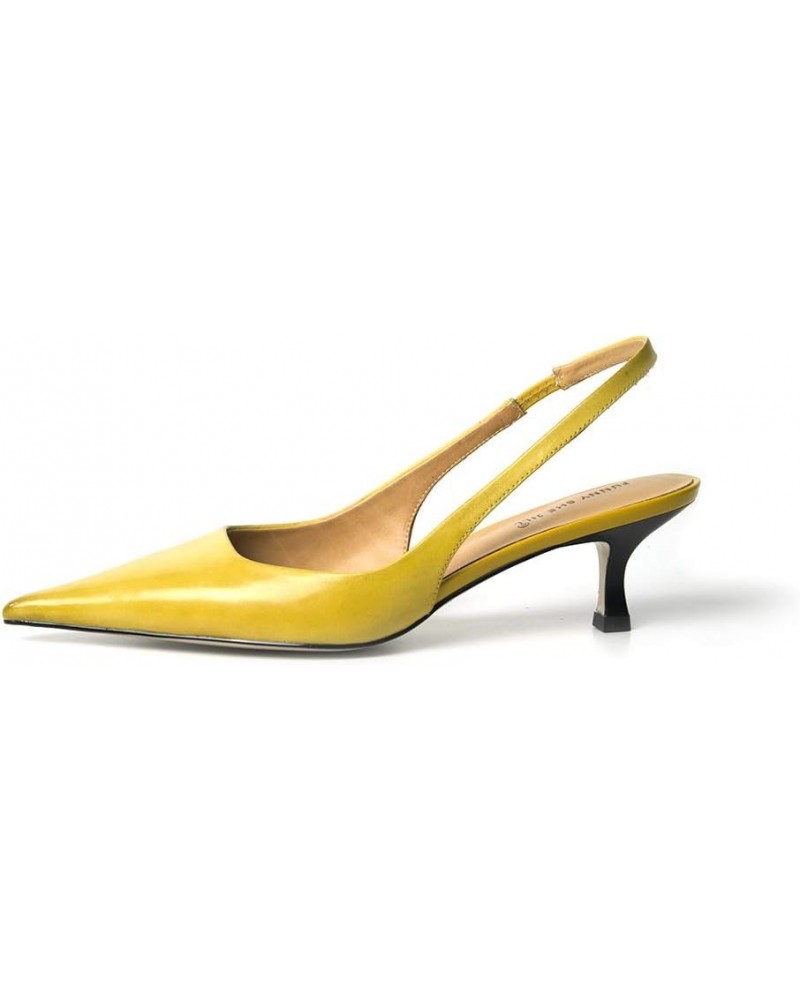 Women's Mid Kitten Heel Slingback Sandal Pointy Toe Sexy Pumps Comfortable Dress Party Walking Shoes Size 4-15 US Yellow $49....