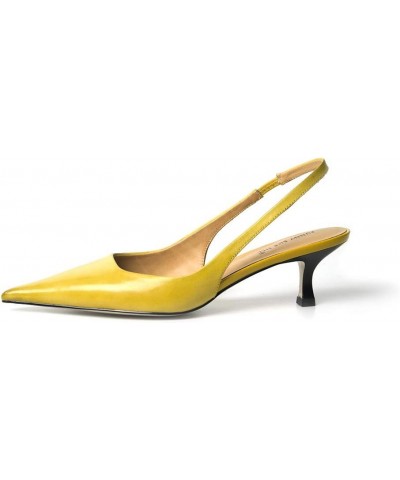 Women's Mid Kitten Heel Slingback Sandal Pointy Toe Sexy Pumps Comfortable Dress Party Walking Shoes Size 4-15 US Yellow $49....