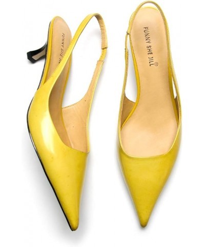 Women's Mid Kitten Heel Slingback Sandal Pointy Toe Sexy Pumps Comfortable Dress Party Walking Shoes Size 4-15 US Yellow $49....