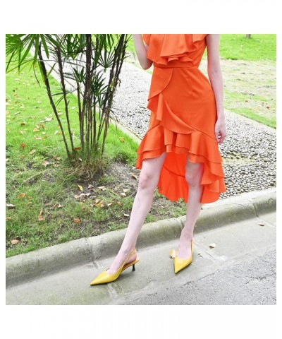 Women's Mid Kitten Heel Slingback Sandal Pointy Toe Sexy Pumps Comfortable Dress Party Walking Shoes Size 4-15 US Yellow $49....