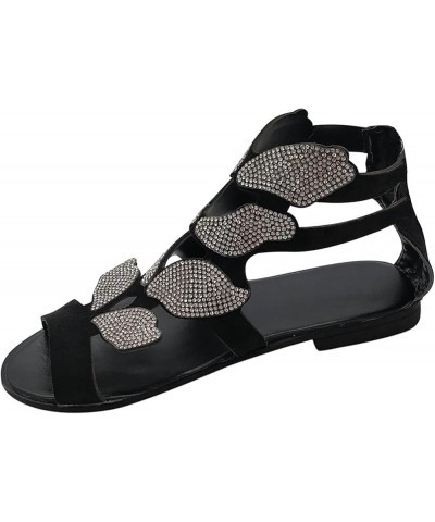 Heels for Women Buckle Ankle Strap Low Heels Block Wedge Sandal Flip-Flop Open Toe Outdoor Beach Sandals 89-hyems-black-f $10...