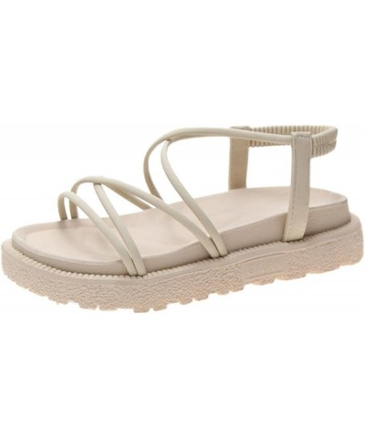 Outer Wear Sandals Women 2021 Summer Thick-Soled Fashion Women's Sandals Comfortable and Versatile Beach Sandals Women Beige ...