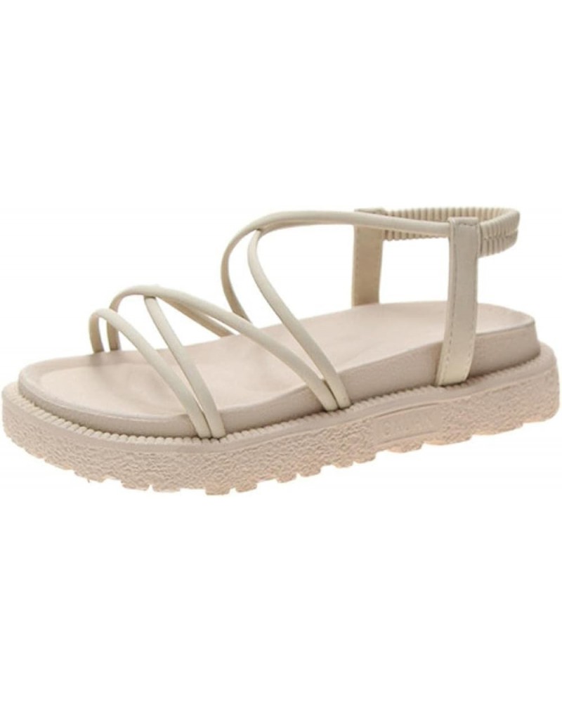 Outer Wear Sandals Women 2021 Summer Thick-Soled Fashion Women's Sandals Comfortable and Versatile Beach Sandals Women Beige ...