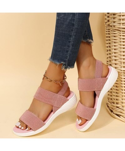 Womens Wedge Heel Platform Cozy Sandals Ladies Outdoor Beach Sandals Elastic Band Walking Shoes Sandals Women Summer (Color :...