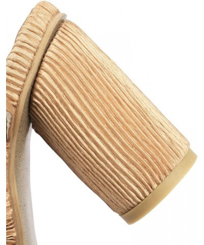 Women's European And American Summer Pleated Bow Thick High Heel Buckle Fish Mouth Wedding Womens Fisherman Brown $22.79 Sandals