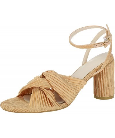 Women's European And American Summer Pleated Bow Thick High Heel Buckle Fish Mouth Wedding Womens Fisherman Brown $22.79 Sandals