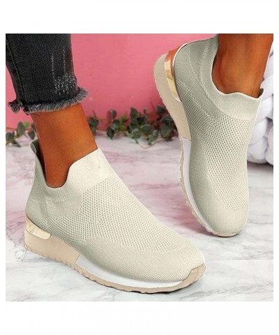 Sneakers for Women Walking Shoes Lightweight Casual Slip on Sneakers Fashion Platform Solid Color Lace-up Sneakers X01-khaki ...