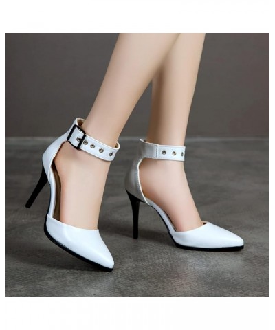 Classic Womens Ankle Strap High Heels Pumps Pointed Toe Stiletto Heel Dress Pump Wedding Formal Occasions Party Heeled Shoes ...