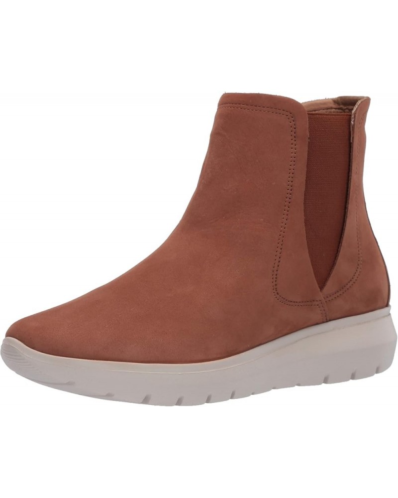 Women's Leather Made in Brazil Luxury Chelsea Boot with Sneaker Sole Cognac Suede $18.80 Boots